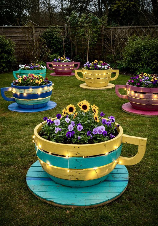 Cozy Wooden Cup Planter for Home Decor