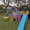 Multi-Level Kids Playhouse with Slide &amp; Swing