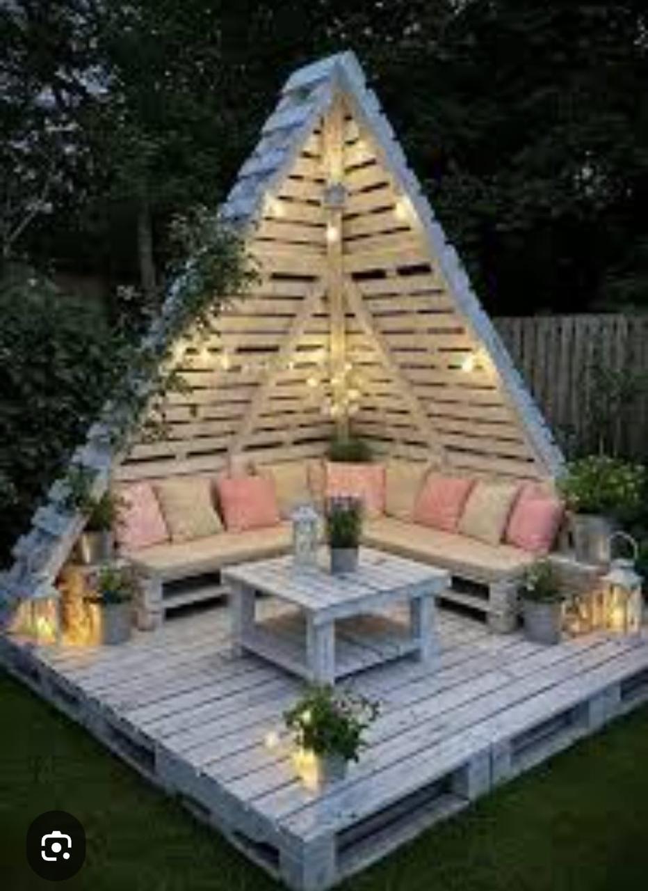 A-frame pallet cabana lounge set