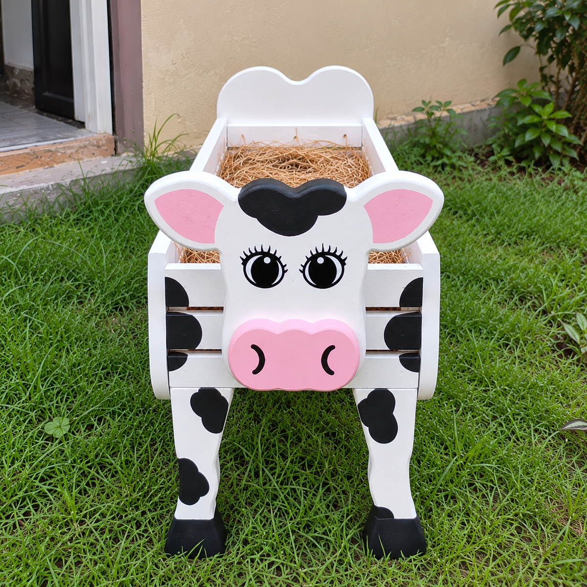 Wooden Cow Planter