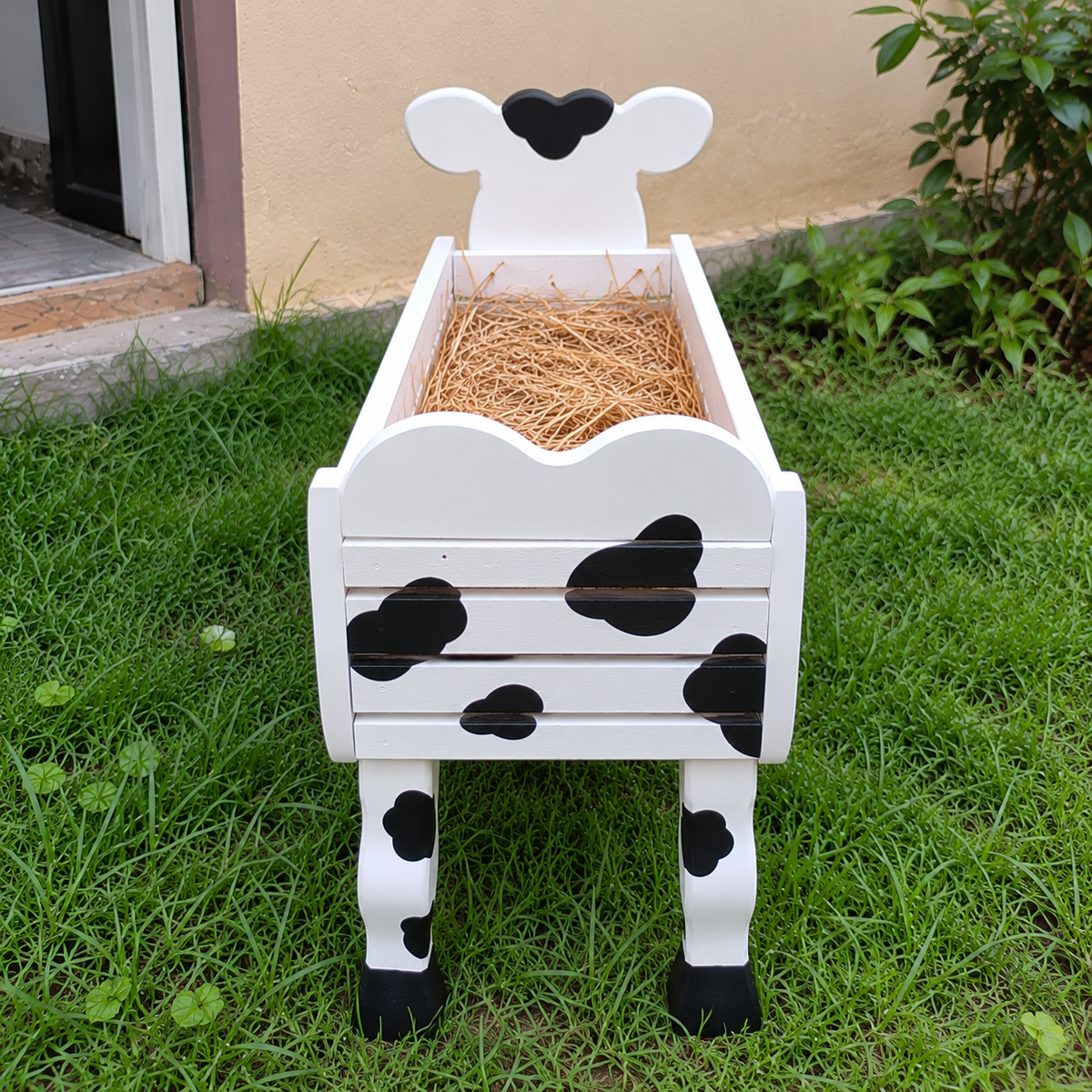 Wooden Cow Planter