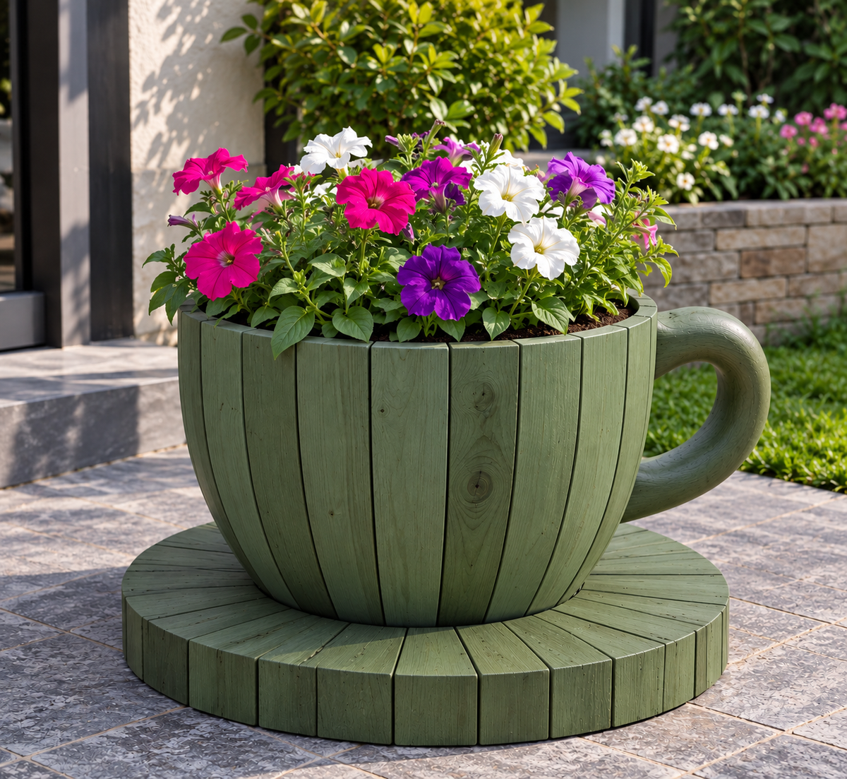 Cozy Wooden Cup Planter for Home Decor