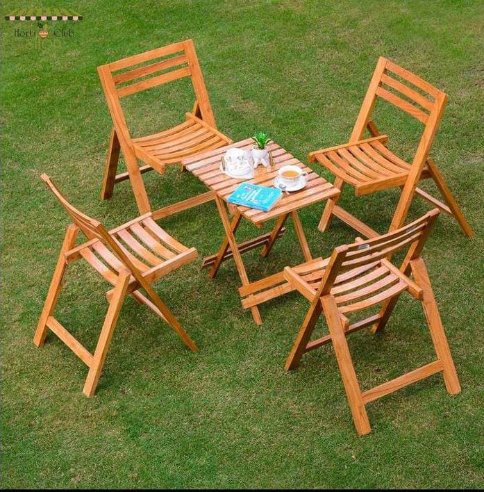 4 Chair 1 Table Set Wooden 230900009