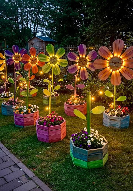 Stylish Wooden Sunflower Garden Planter