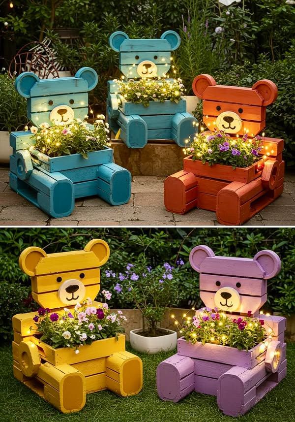 Wooden Teddy Bear Home & Garden Decor