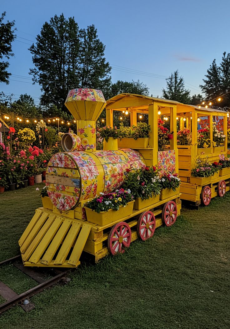 Wooden Train Garden Planter