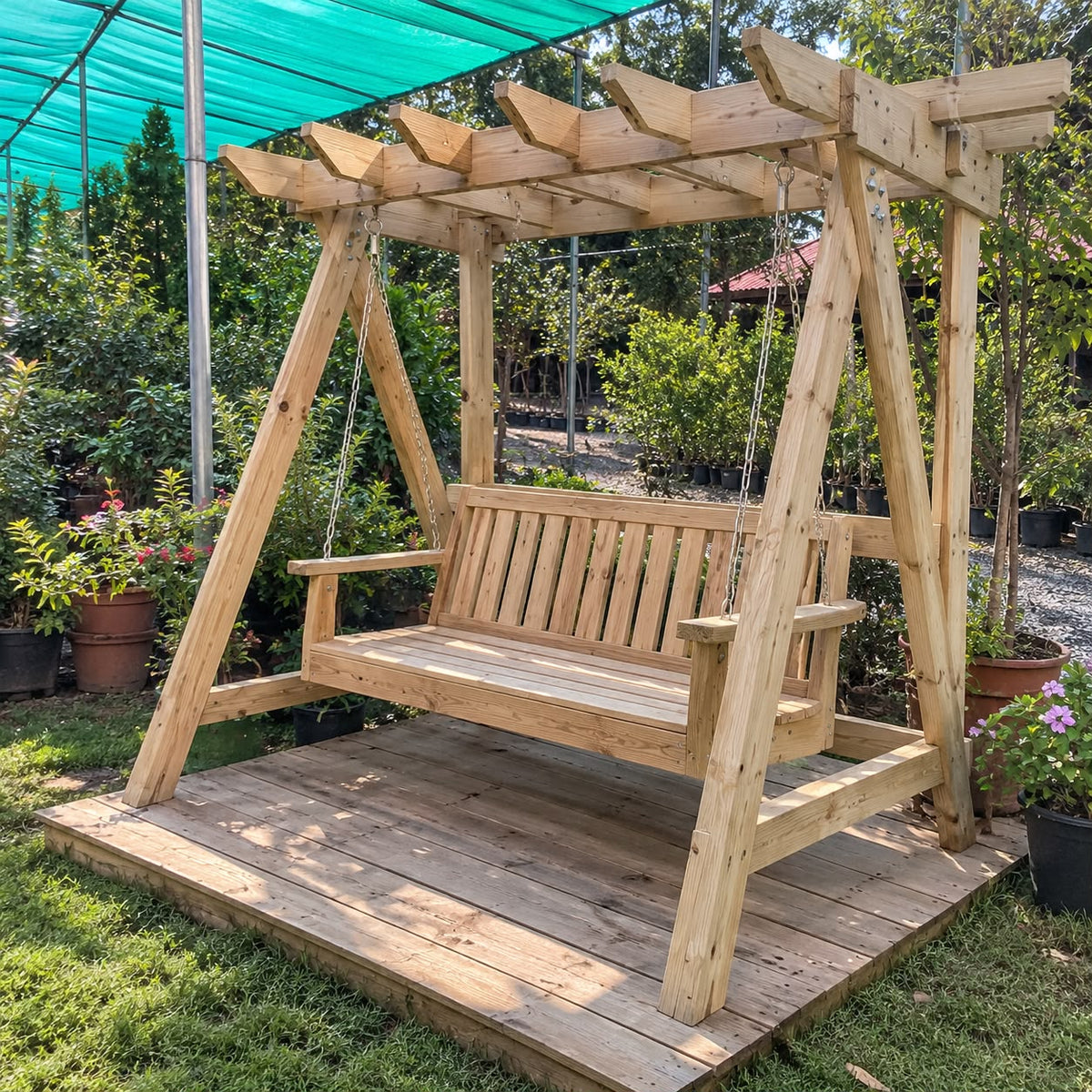 Modern Wooden Swing for Home and Garden