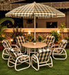 PVC Outdoor Dining Set with Check Umbrella (6-Seater)