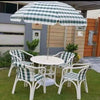 PVC Outdoor Dining Set with Check Umbrella (4-Seater)