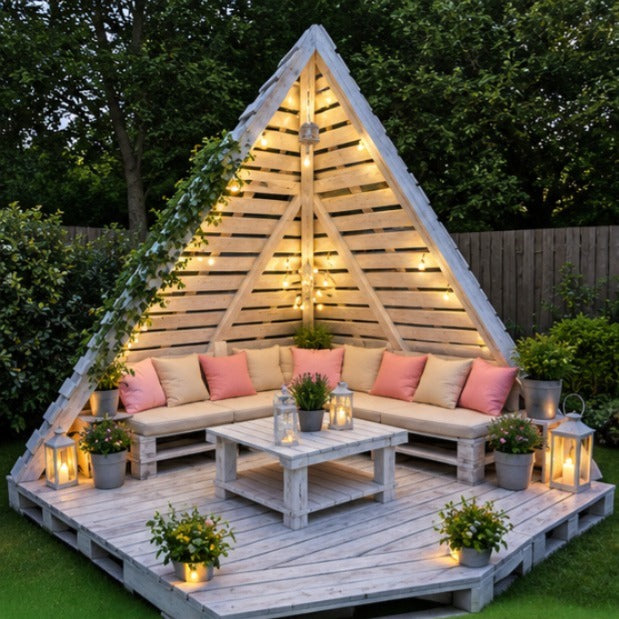 A-Frame Pallet Cabana Lounge Set