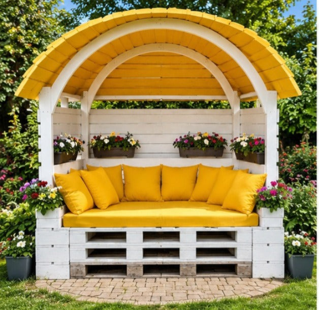 Yellow Arch Roof Pallet Daybed Nook