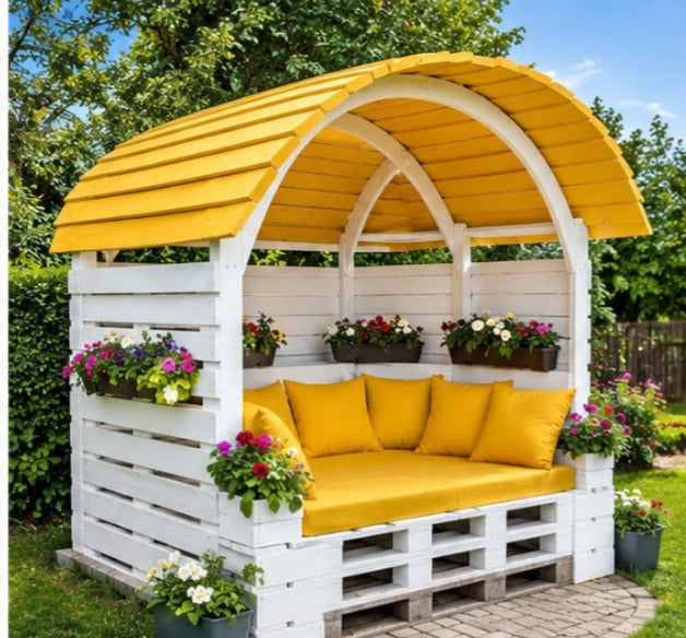 Yellow Arch Roof Pallet Daybed Nook
