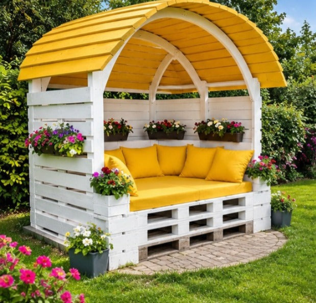 Yellow Arch Roof Pallet Daybed Nook