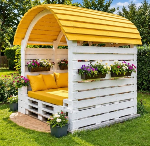 Yellow Arch Roof Pallet Daybed Nook