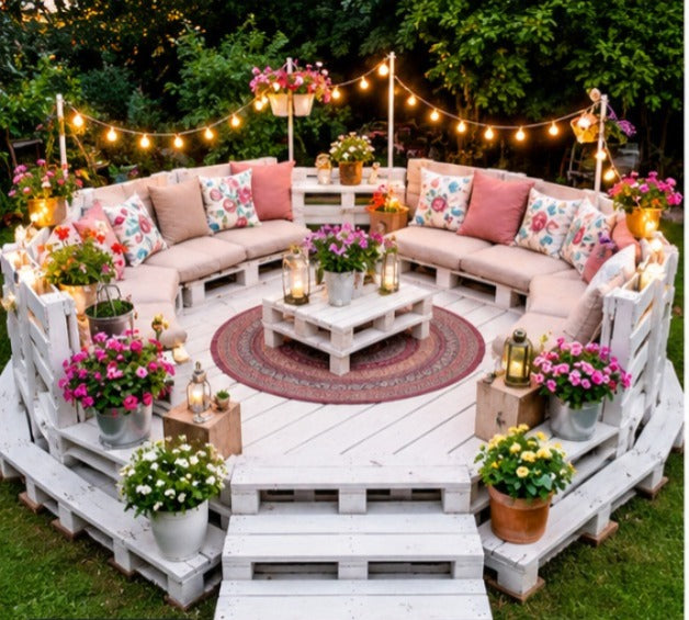 Round Pallet Deck Lounge Set