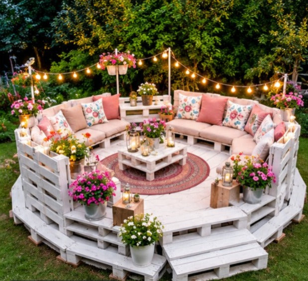 Round Pallet Deck Lounge Set