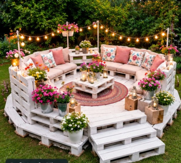 Round Pallet Deck Lounge Set