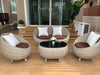 Natural Rattan Pod Lounge Set with Glass Table