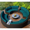 Teal Cushion Circular Rattan Sofa Set