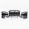 Black Rope-Woven Sofa Set with Black Cushions