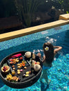 Black Wicker Round Floating Pool Tray