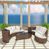 White Curved Rattan Sofa Set for Pergola
