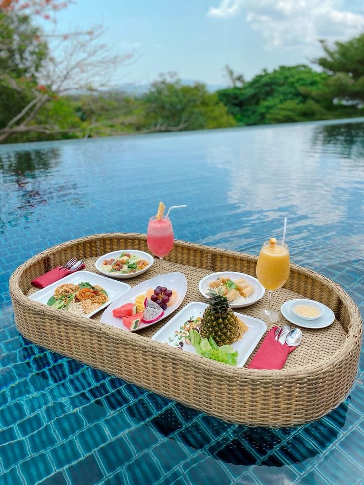 Honey Rattan Oval Floating Pool Tray