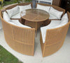 Natural Woven Semicircle Sofa Set with Glass Table