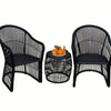 Black Woven Bistro Chairs with Round Side Table
