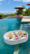 White Rattan Oval Floating Breakfast Tray