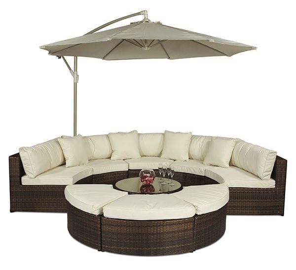 Cream Half-Round Rattan Sofa Set