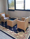 Natural Rattan Lounge Chairs with Glass-Top Coffee Table