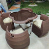 Rattan Clover Table with Cushioned Chairs