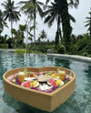 Heart-Shaped Floating Breakfast Tray in Honey Rattan