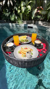 Black Rattan Round Floating Breakfast Tray