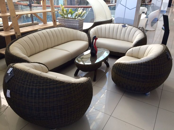 5-Seater Curved-Back Rattan Sofa Set