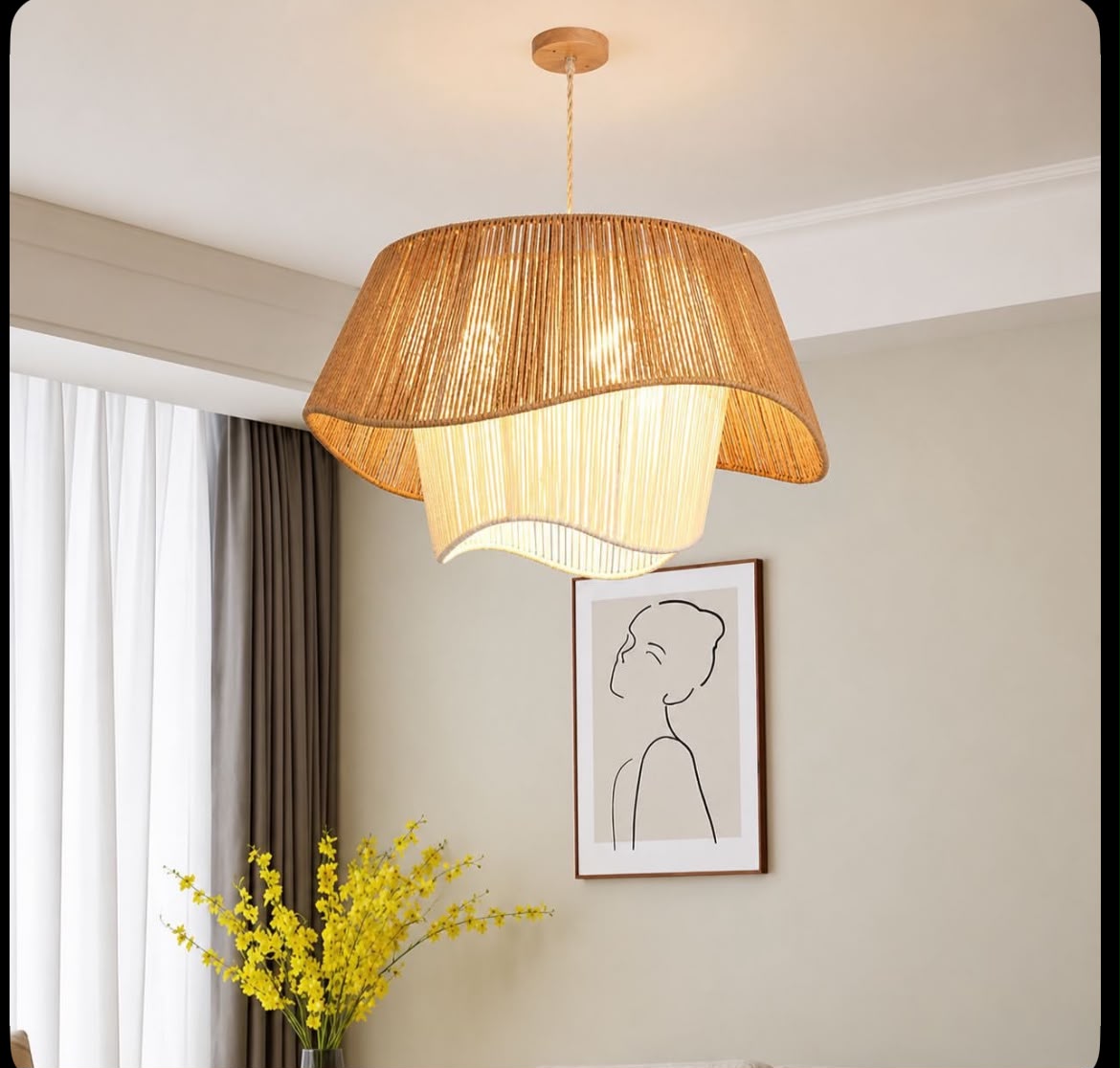 Tiered Rattan Pendant Lamp