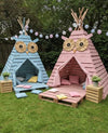 Owl Pallet Teepee Playhouse Set (Blue & Pink)