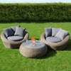Grey Rattan Pod Chairs with Round Coffee Table