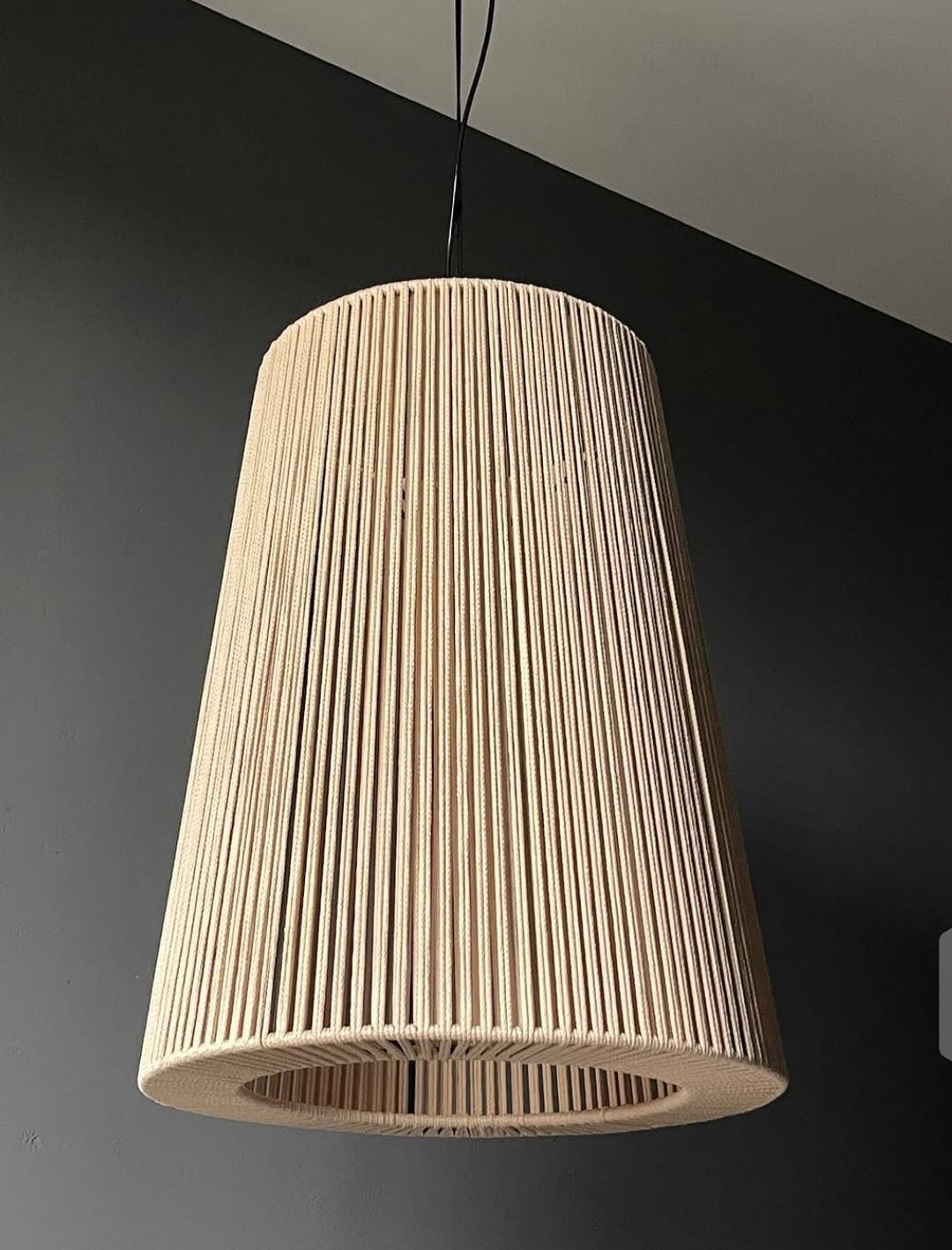 Fluted Rattan Cylinder Pendant Lamp