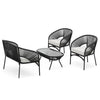 Black Rope-Woven Lounge Chairs with Coffee Table