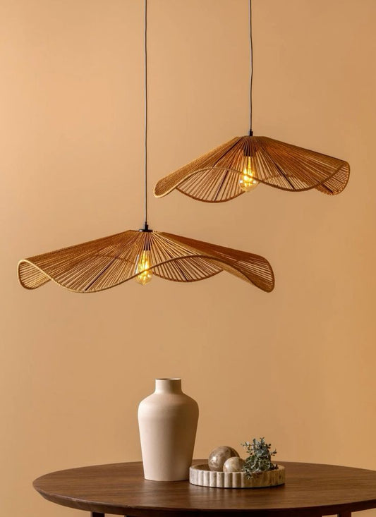 Wavy Leaf Rattan Cluster Pendant Lamp