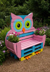 Pink Owl Pallet Bench with Flower Planters