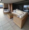 Natural Rattan Lounge Sofa Set with White Cushions