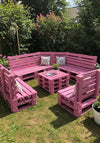 Pink Pallet Garden Lounge Set with Four Seats and Table