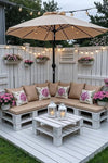 White Pallet Corner Sofa Set with Coffee Table (Umbrella Not Included)