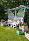 Butterfly Wing Pallet Pergola Bench with Planter Boxes