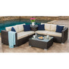 Rattan Corner Sofa Set with Navy Cushions