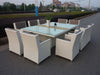 White Rattan Dining Set with Glass Table