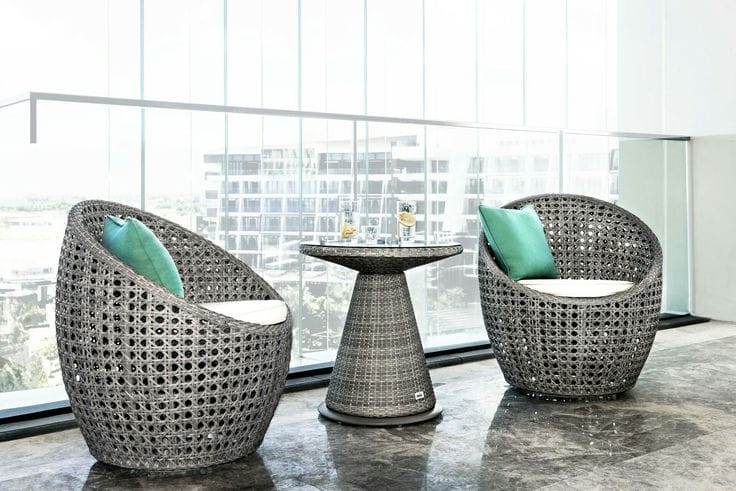 Grey Woven Pod Balcony Set with Cafe Table